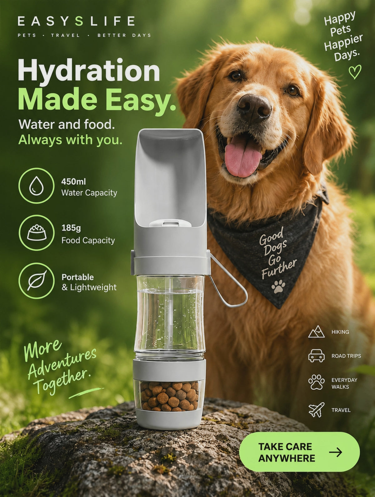 Portable Pet Water Bottle and Storage Food